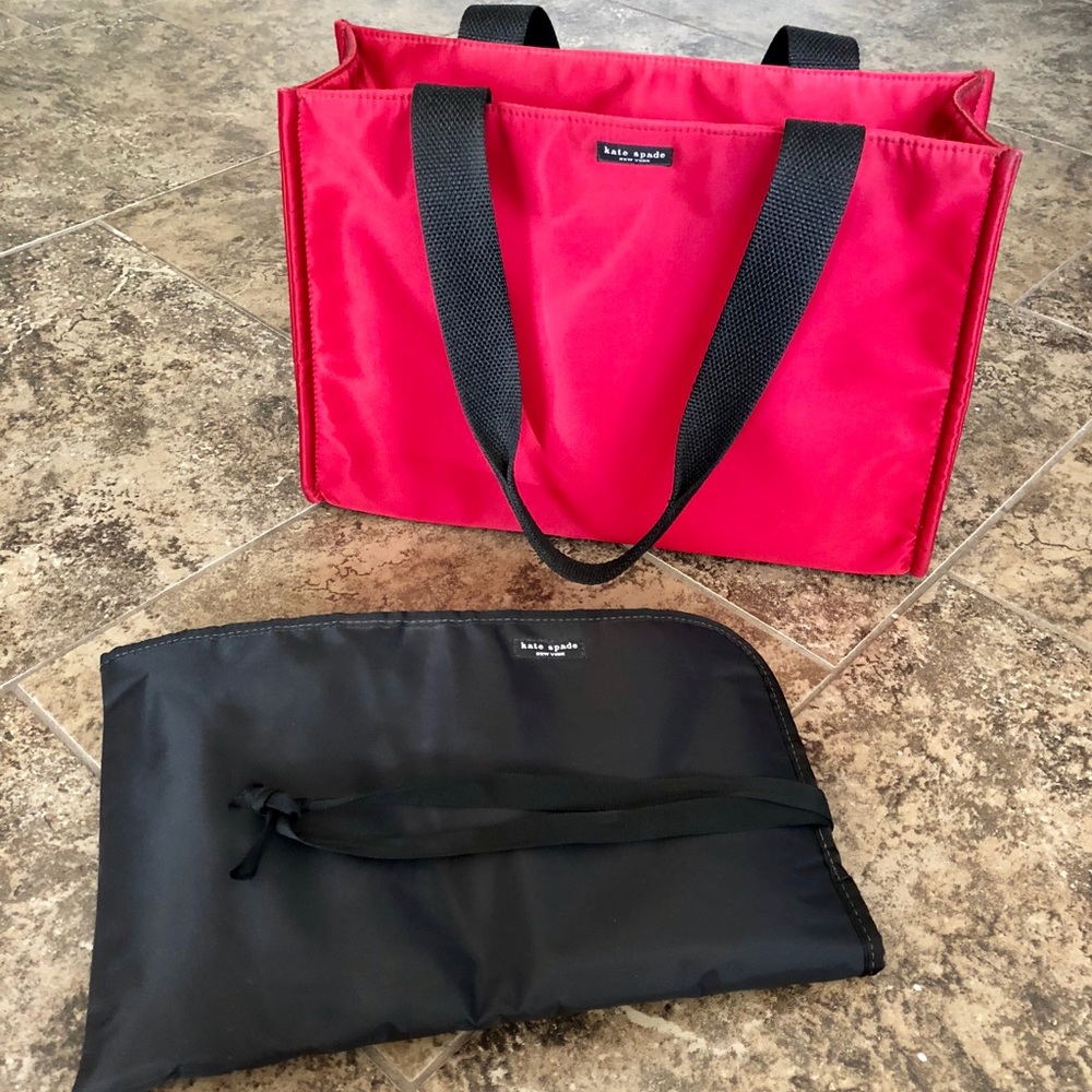 ❌SOLD❌ KATE SPADE RED NYLON DIAPER TOTE BAG